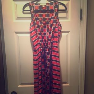 Michael kors Maxi dress, great silk feel material, confortable, orange/ blue